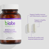 Biote Bacillus Coagulans en bote de cápsulas para uso diario.