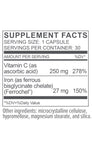Biote Iron+ etiqueta nutricional: información clara sobre hierro y vitamina C.