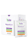 Biote NutraPack daily packets showcased for a convenient 30-day routine.