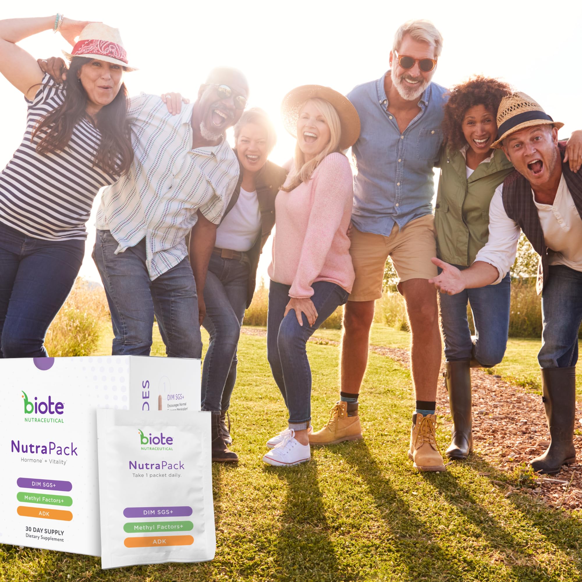 Biote NutraPack packaging front reveals a 30-day supply at a glance.