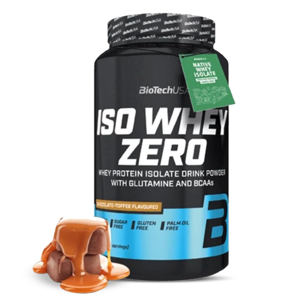 BioTechUSA Iso Whey Zero, etiqueta visible, opción libre de gluten y lactosa reducida