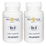 Bio-Tech Pharmacal D3-5, tabletas de 500 UI para apoyo diario de vitamina D3.