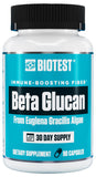 Biotest Beta-Glucano: frasco en primer plano para uso diario y posible apoyo inmune.
