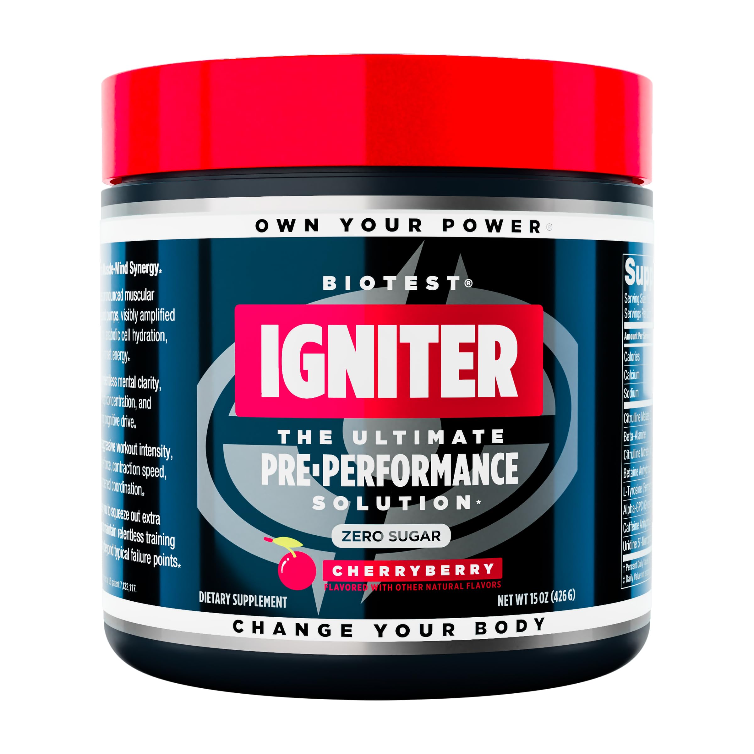Biotest Igniter, botella de motivación para energía sostenida durante el entrenamiento.