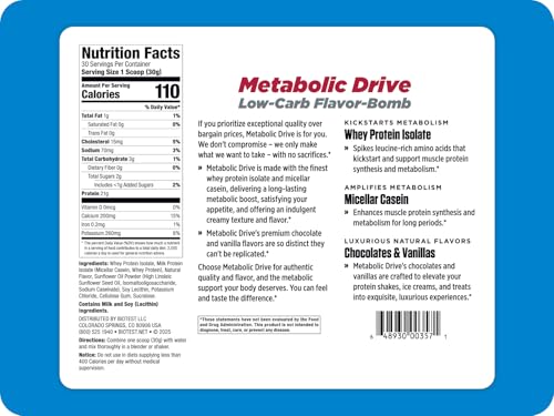 Biotest Metabolic Drive Protein en polvo vainilla, mezcla fácil para entrenar.