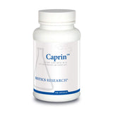 BIOTICS RESEARCH Caprin ácido caprílico, botella frontal, posible apoyo al equilibrio intestinal.