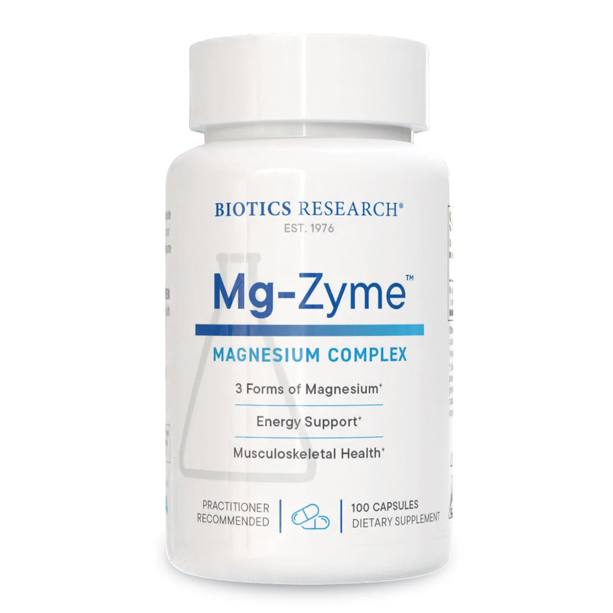 Biotics Research Mg-Zyme: botella de cápsulas para ingesta diaria y relajación