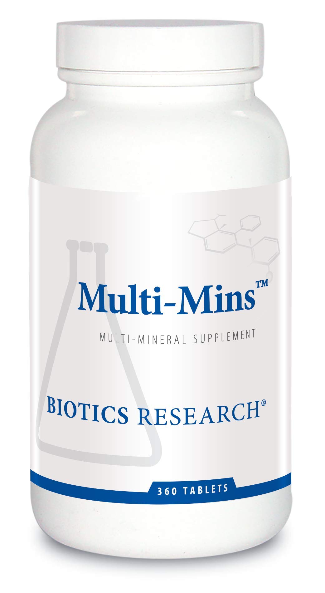 Biotics Research Multi-Mins frente del envase con tabletas para suplementación mineral