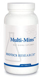 Biotics Research Multi-Mins frente del envase con tabletas para suplementación mineral