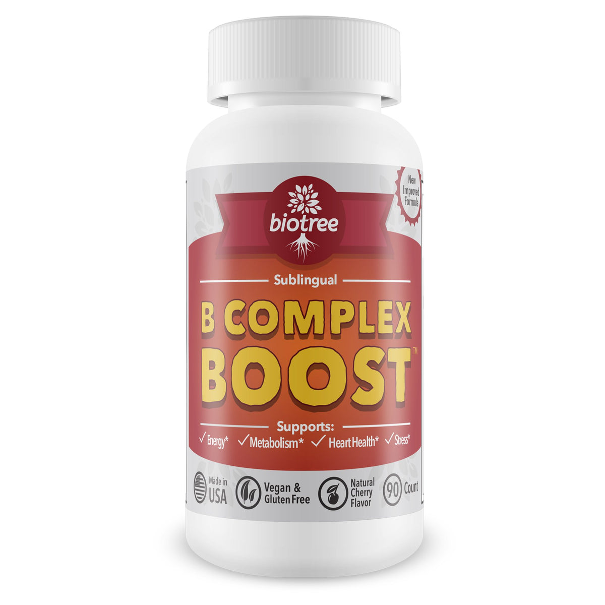 BioTree Labs B Complex energizante tableta sublingual para energía diaria.