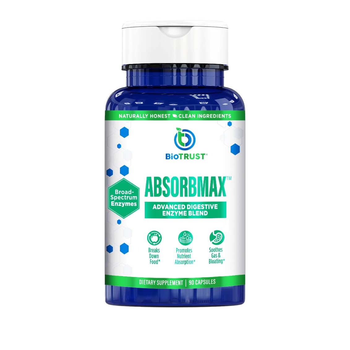 BioTrust AbsorbMax frasco con cápsulas para apoyo digestivo diario