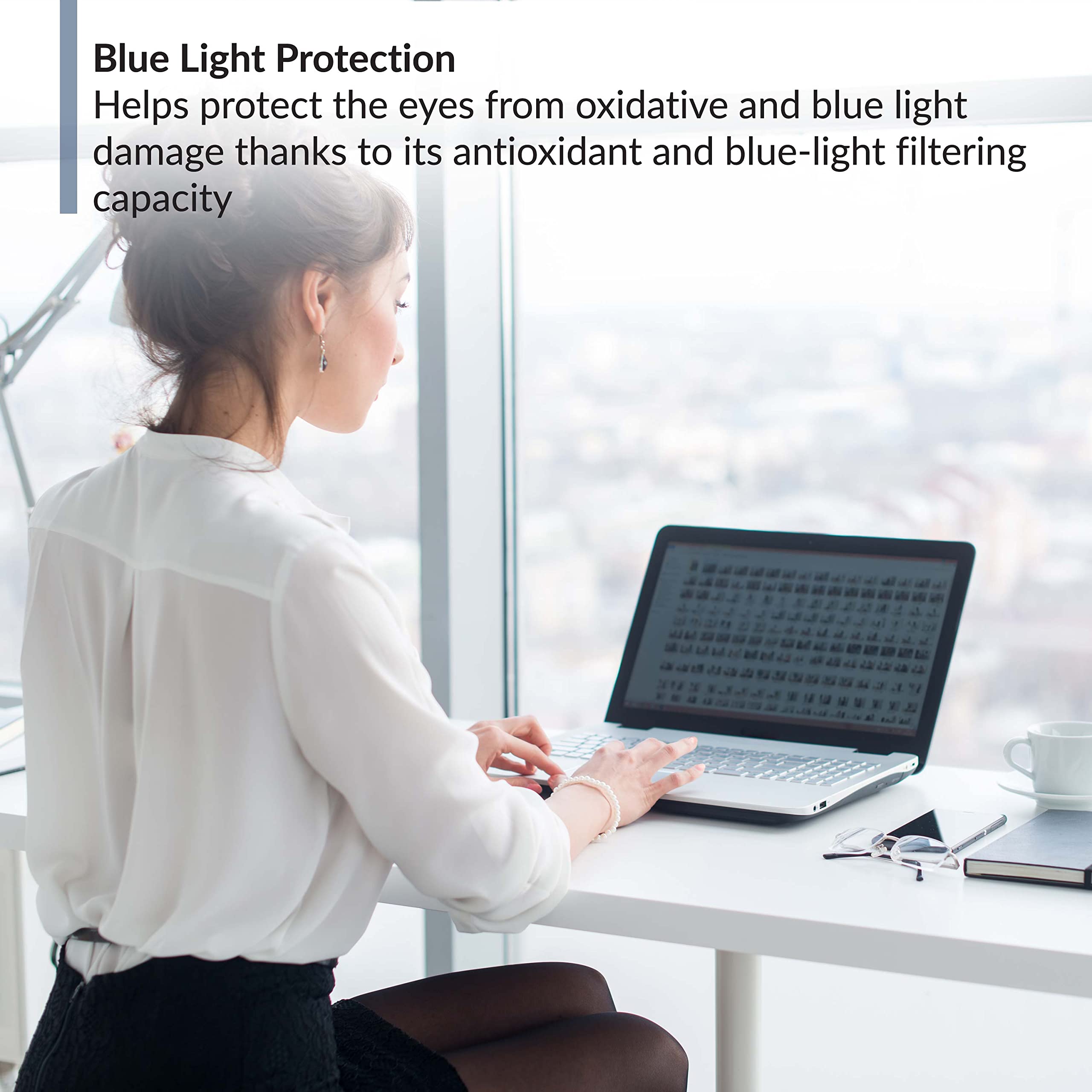 BioTrust Ageless Sight porciones diarias con macular carotenoides para apoyo visual.