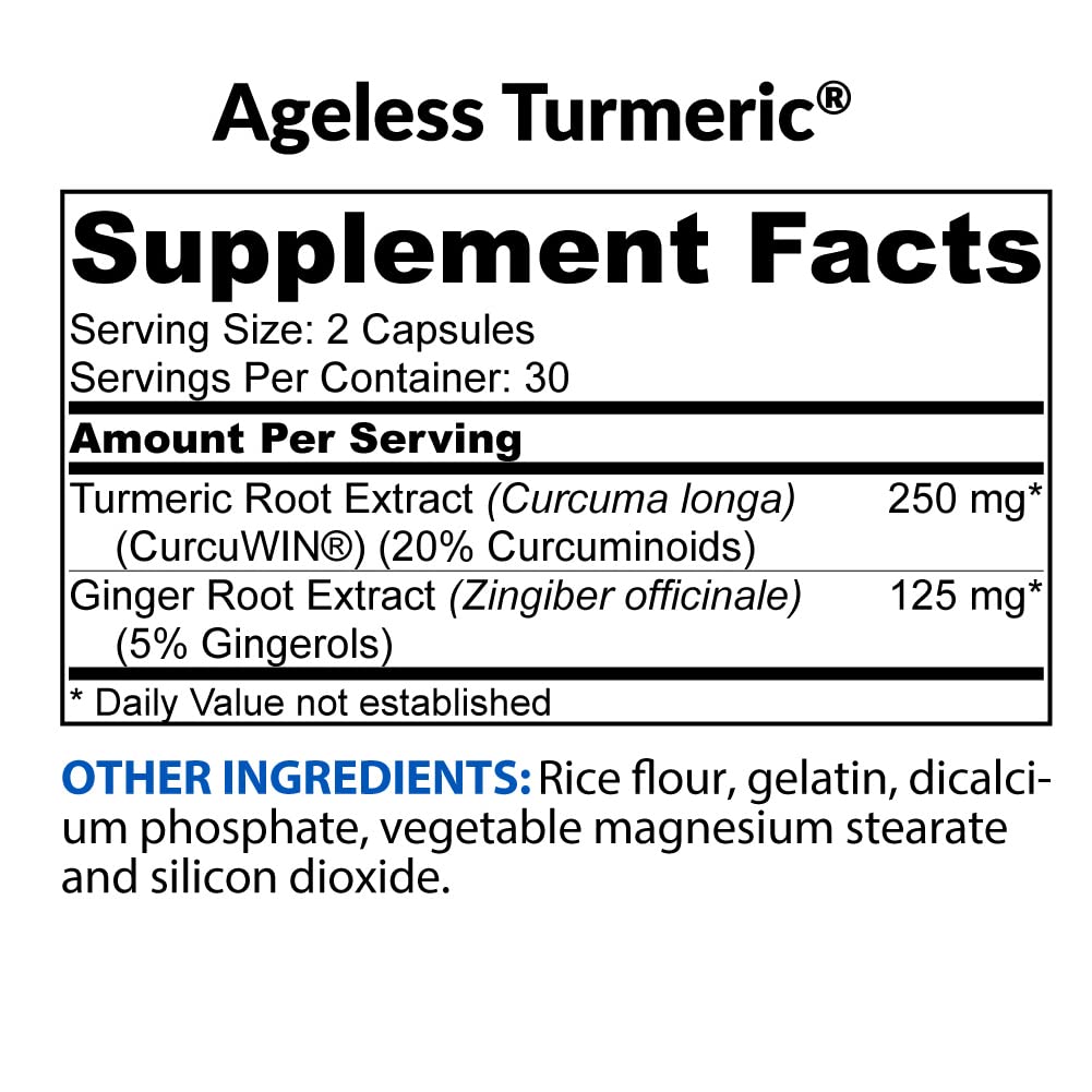 BioTrust Ageless Turmeric cápsulas, formato práctico para toma diaria.