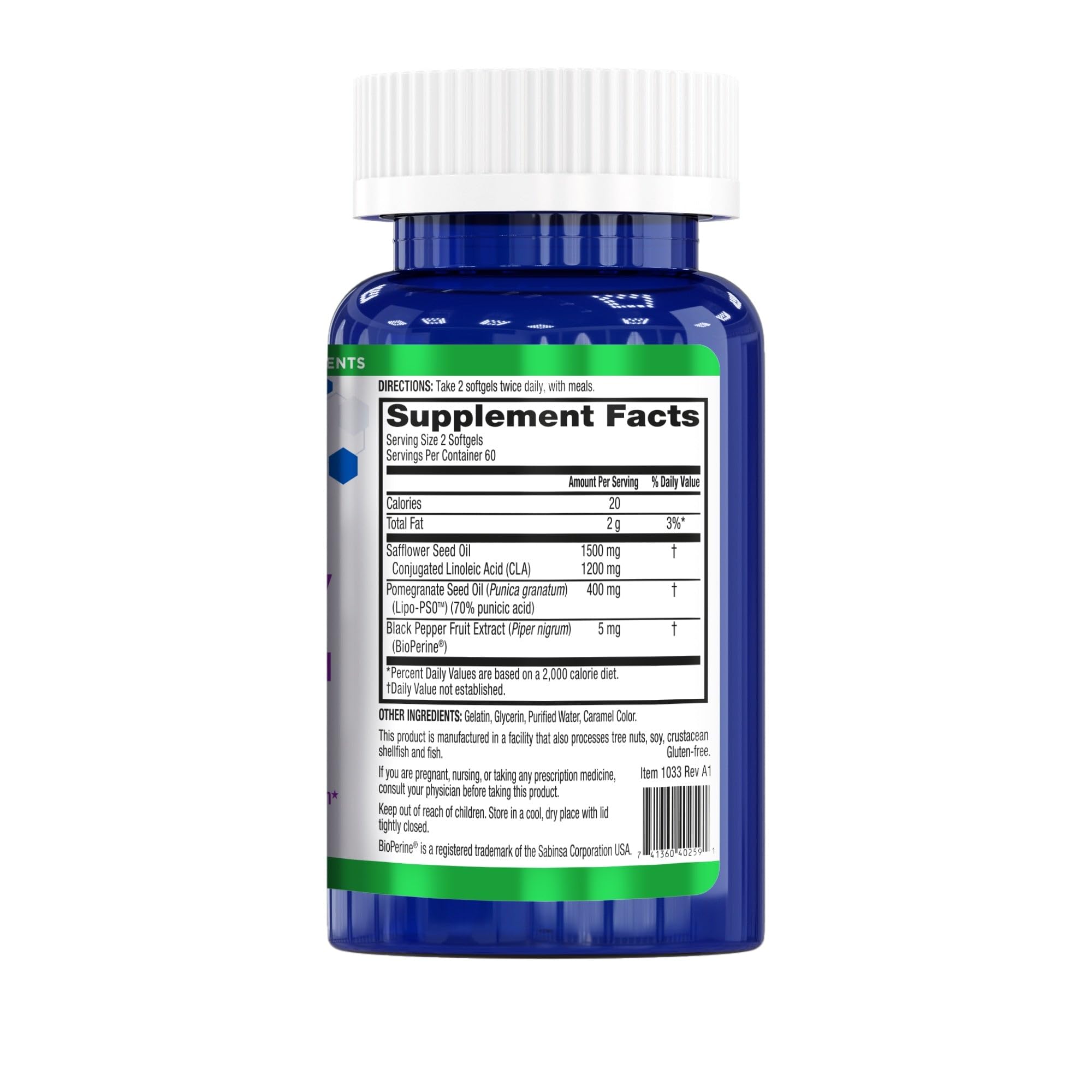 BioTrust BellyTrim XP, etiqueta legible, información clara para revisión rápida de ingredientes.