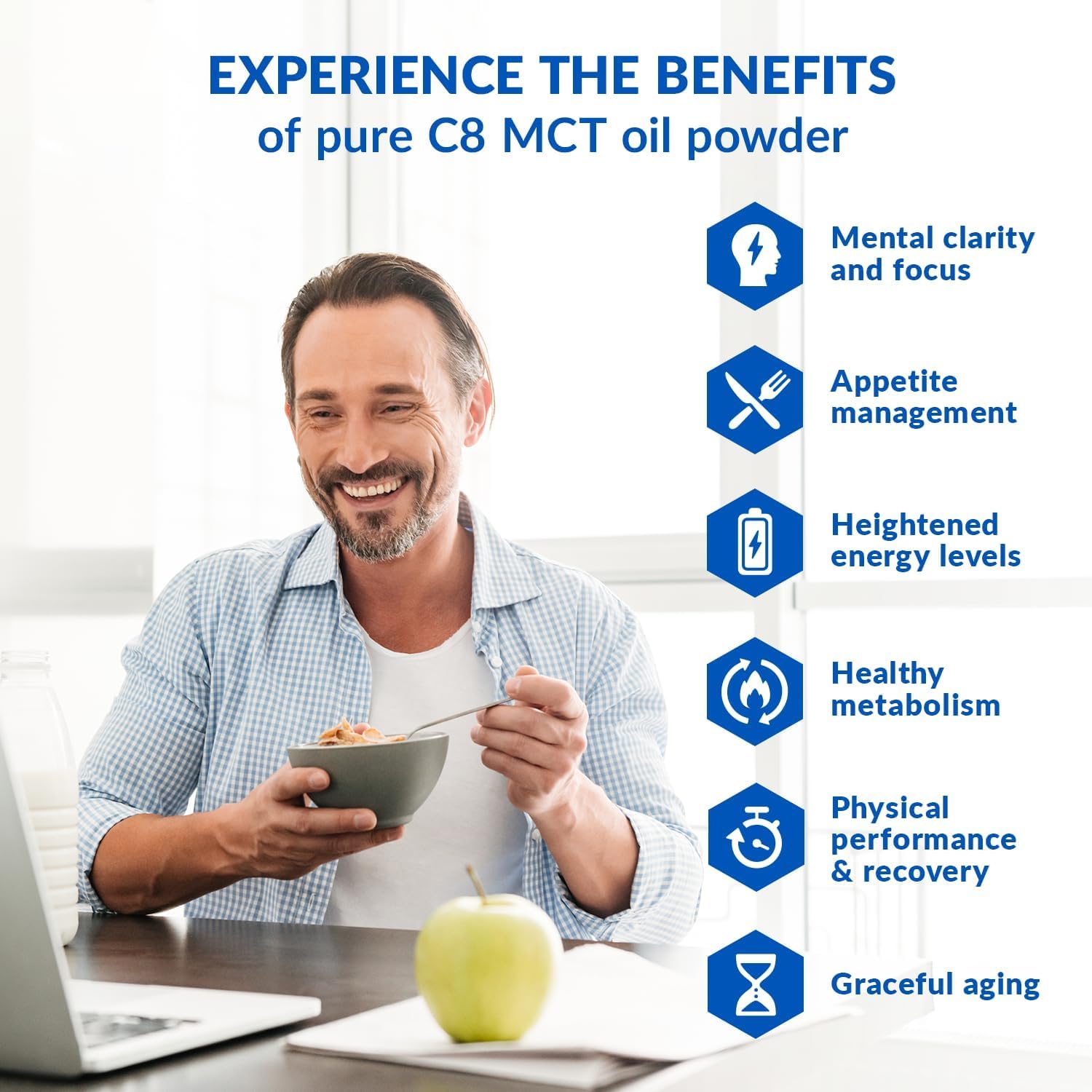 BioTrust Keto Elevate: polvo MCT C8 para café, mejora la cremosidad sin sabor.