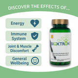 Bioxtron cápsulas dentro de la botella, consumo diario recomendado con comidas.
