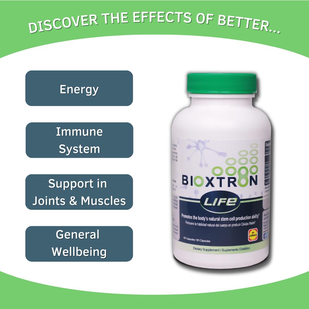 Bioxtron Life AFA, etiqueta detalle, nutrientes naturales visibles.