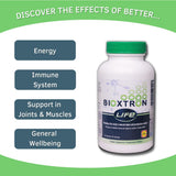 Bioxtron Life AFA, etiqueta detalle, nutrientes naturales visibles.