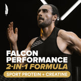 Etiqueta vainilla de Falcon Performance, sabor suave y mezcla fácil.