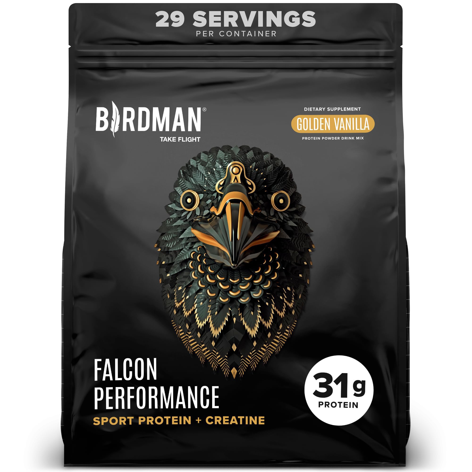 BIRDMAN Falcon Performance en vaso, proteína vegana para apoyo al rendimiento diario.