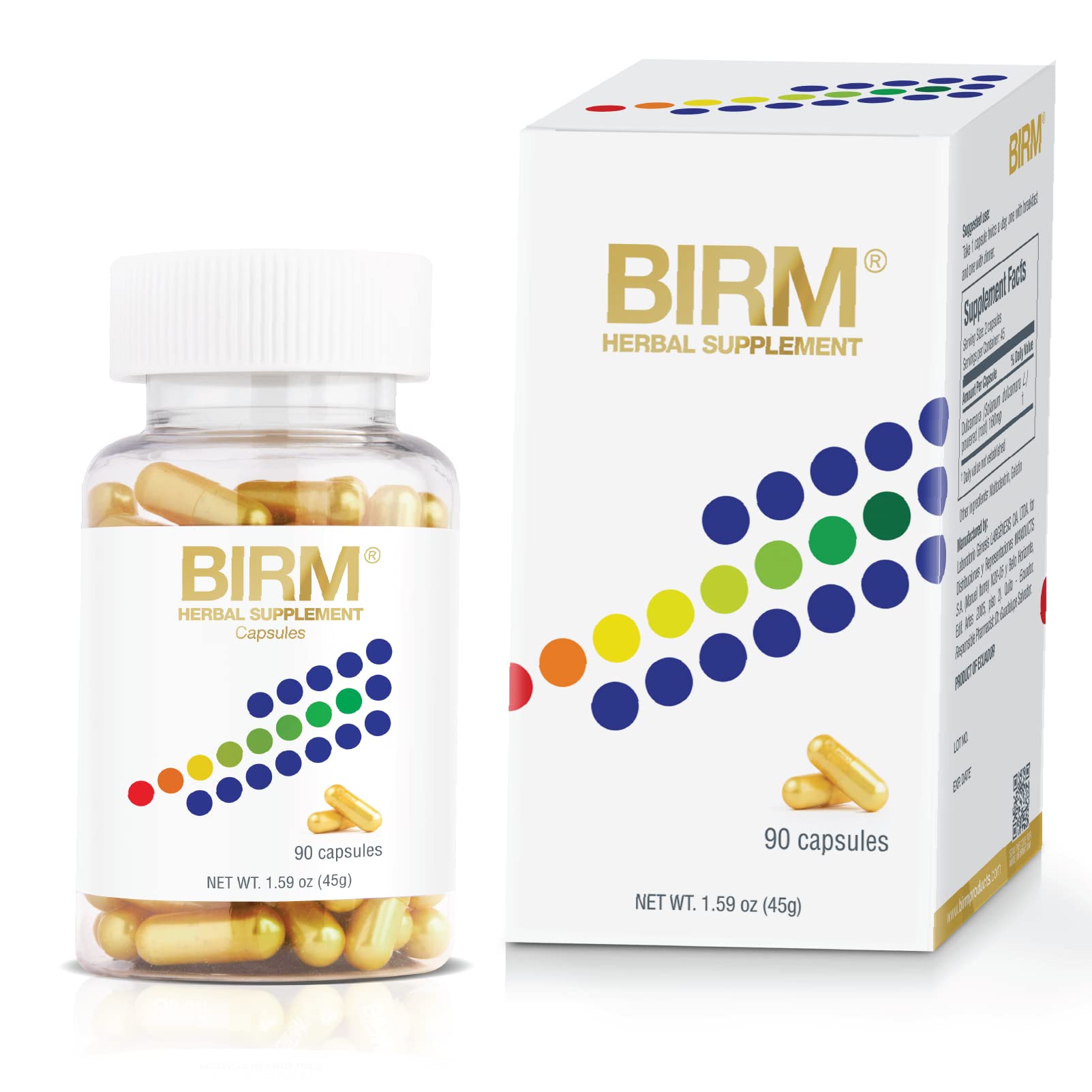 Cápsulas BIRM en blister, dosis diaria fácil de seguir.