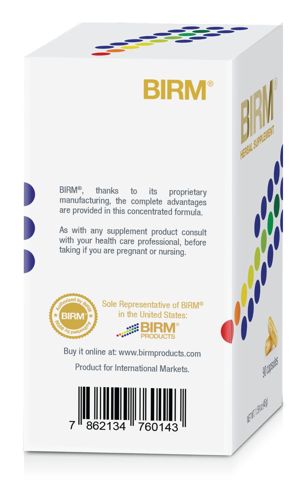 Detalle de ingredientes de BIRM con Dulcamara, extractos naturales.