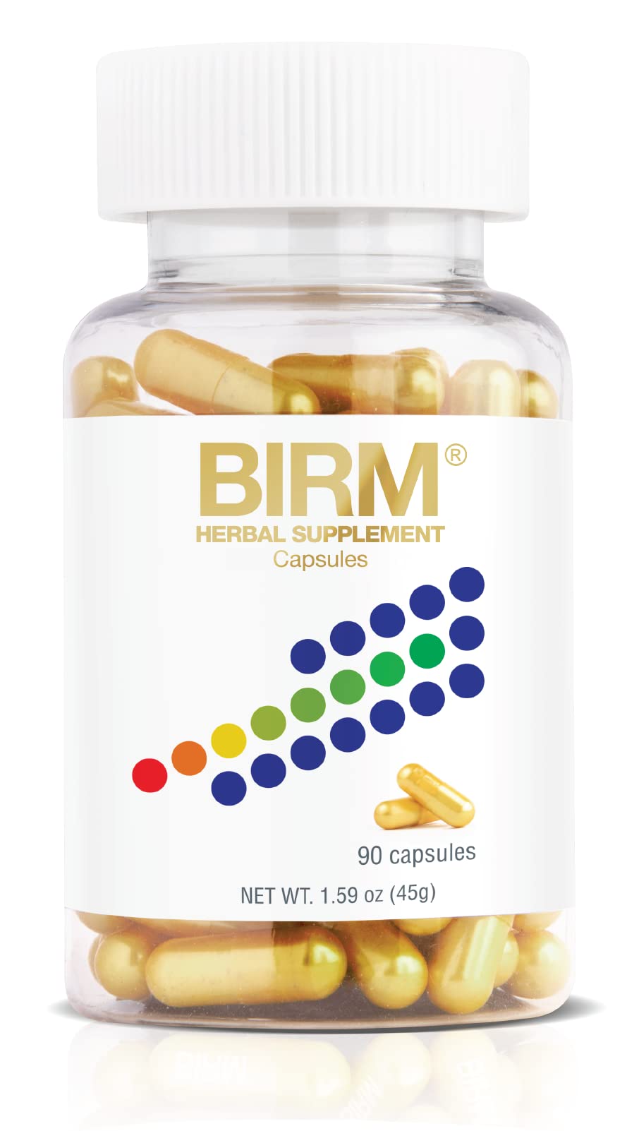 BIRM botella de suplemento herbal preventivo, para apoyar el bienestar diario.