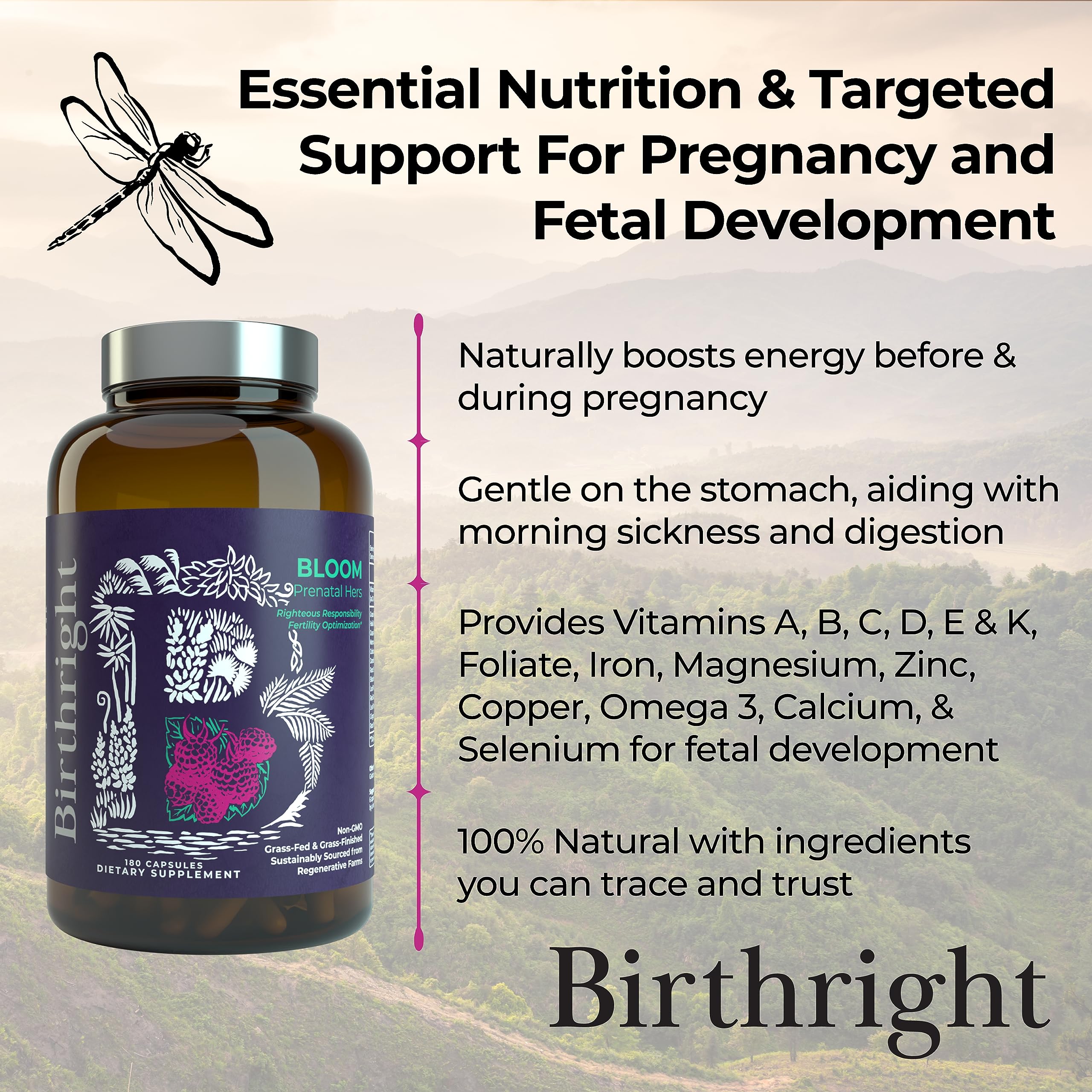 Birthright Bloom hierbas tradicionales, complemento herbal para la rutina diaria.