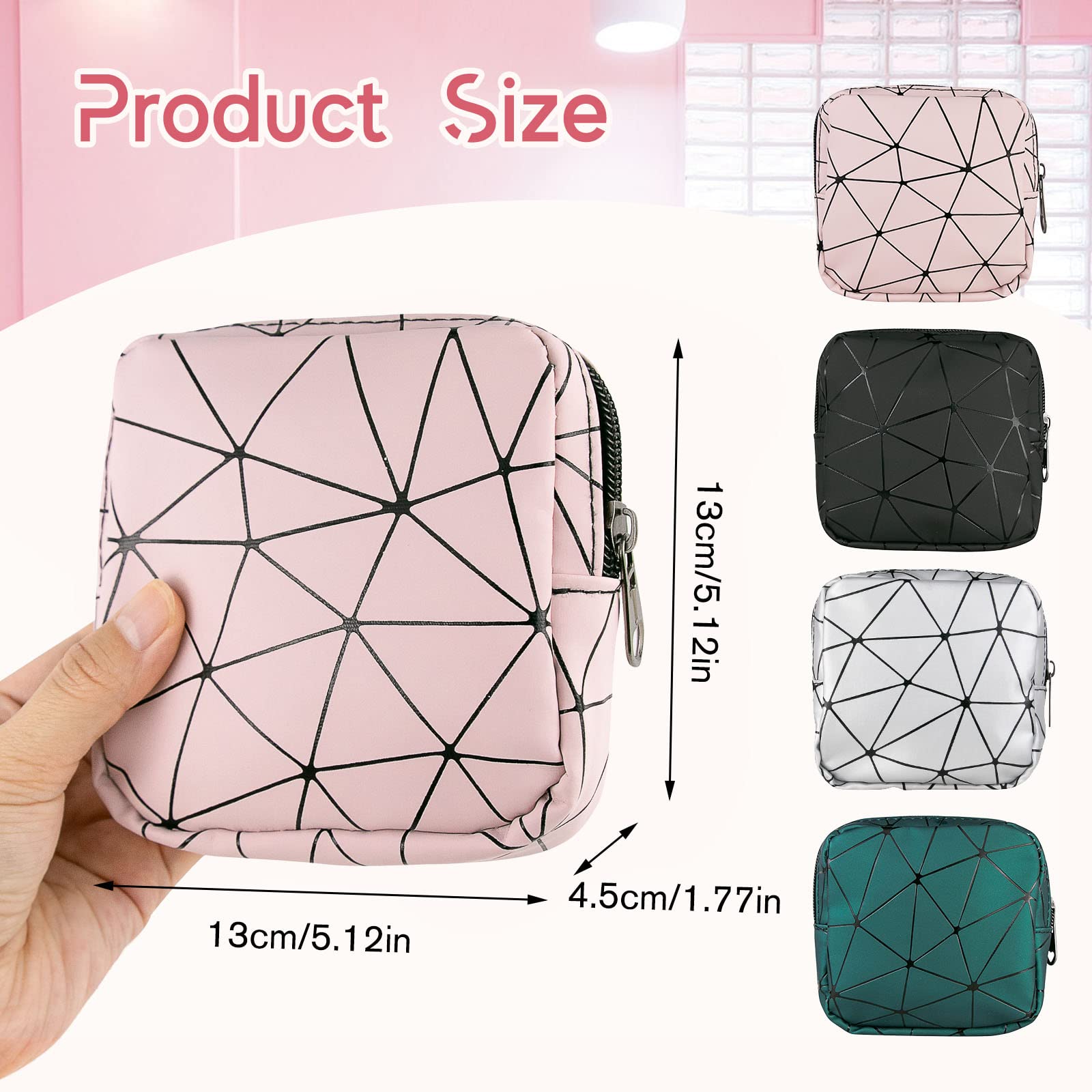 Bisanzoya bolsa plateada para higiene femenina, elegante y duradera.