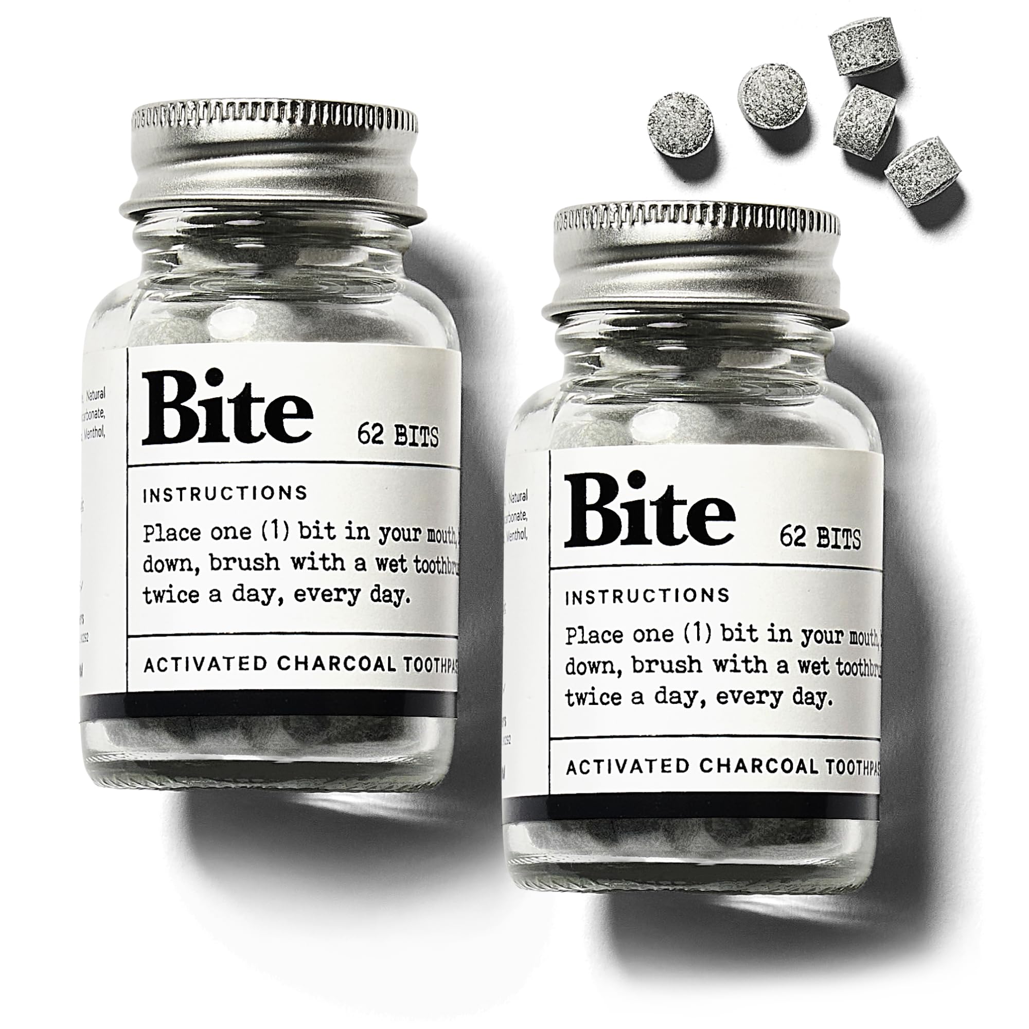Bite tabletas blanqueamiento dental con menta y carbón, ideal para blanqueamiento suave