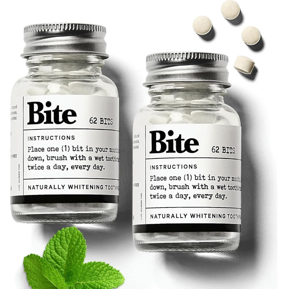 Bite tabletas dentales blanqueadoras: blanqueamiento suave sin fluoruro.