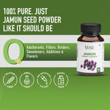 Cápsulas Jamun Extracto dentro de la botella, tamaño 450 mg.