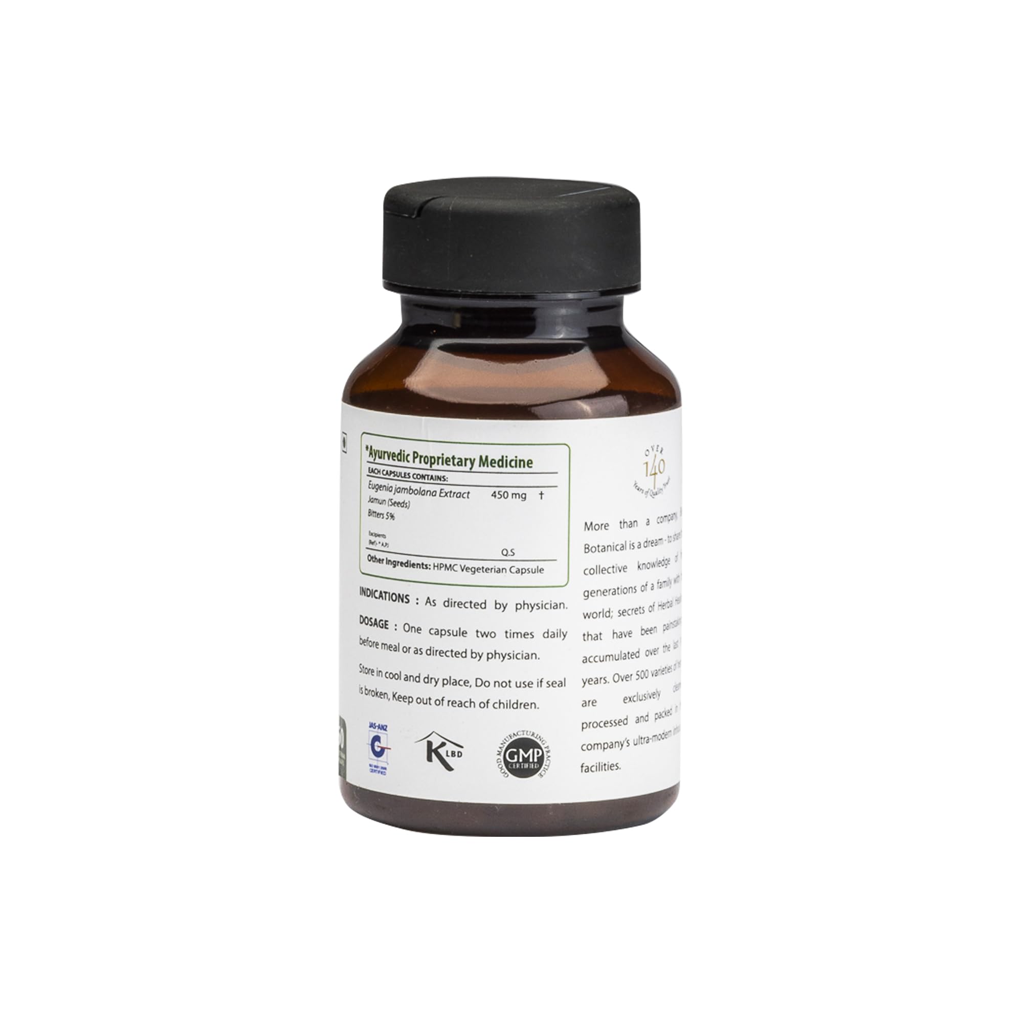 Empaque exterior de bixa BOTANICAL Jamun Extracto resalta pureza.