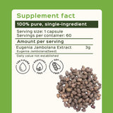 Etiqueta de Jamun Extracto de bixa BOTANICAL, libre de gluten.