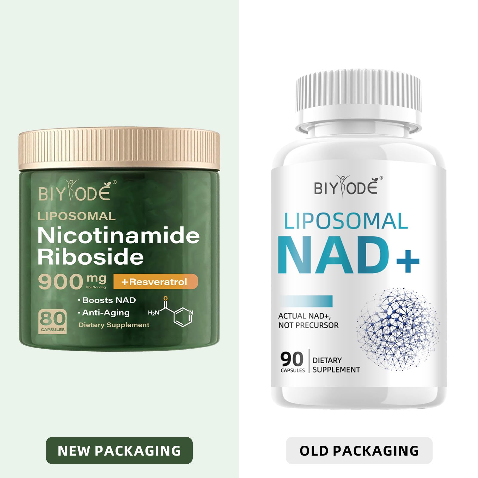 BIYODE NAD: bote de 80 cápsulas para enfoque sostenido.