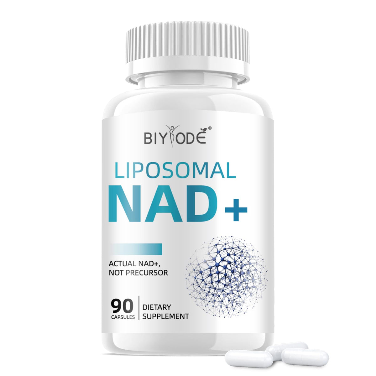 BIYODE NAD: cápsulas de resveratrol liposomal para energía diaria.