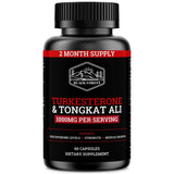 Black Forest Turkesterone con Tongkat Ali en botella de 120 cápsulas para uso diario.