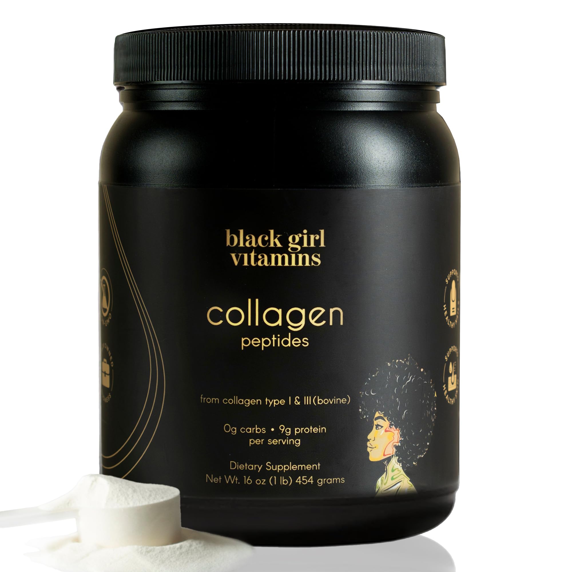 Black Girl Vitamins bote sin sabor para mezclar fácilmente en cualquier bebida