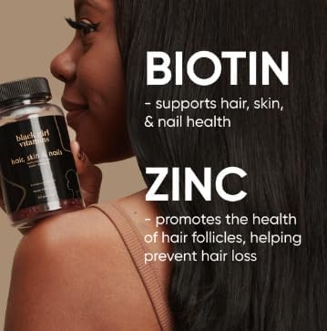 Etiqueta de Black Girl Vitamins con ingredientes sin gelatina y sin gluten