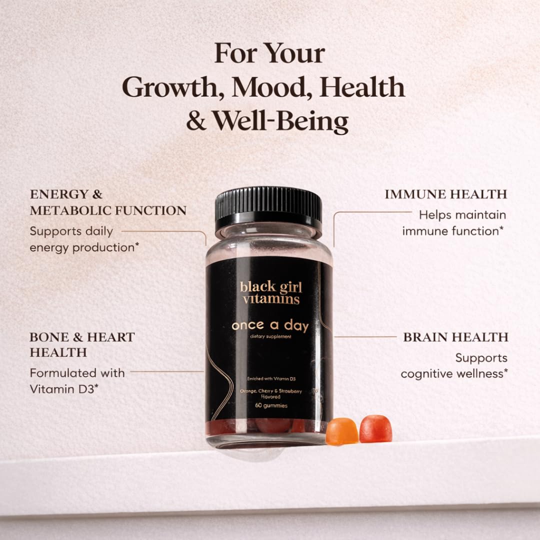Black Girl Vitamins gominolas de fresa, textura masticable para consumo diario