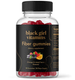 Gomitas de fibra Black Girl Vitamins, verter la botella para apoyar la digestión diaria.