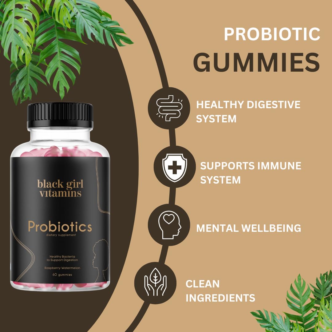 Black Girl Vitamins gomitas probióticas son veganas y sin gluten.