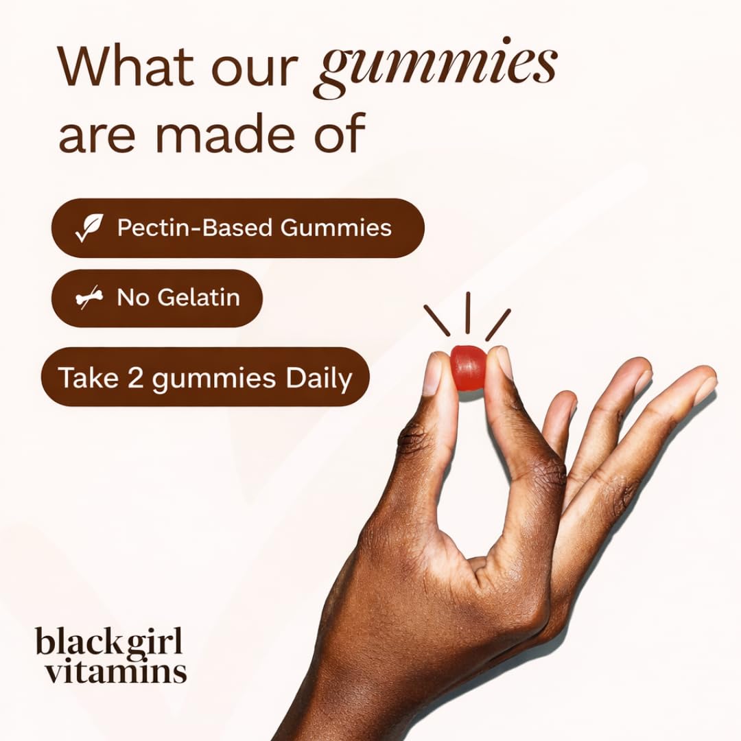 Black Girl Vitamins gominola de fresa hecha en EE. UU. para uso diario.