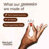 Black Girl Vitamins gominola de fresa hecha en EE. UU. para uso diario.