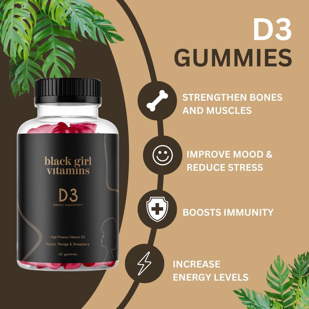 Black Girl Vitamins Gomitas de Vitamina D3, imagen de empaque