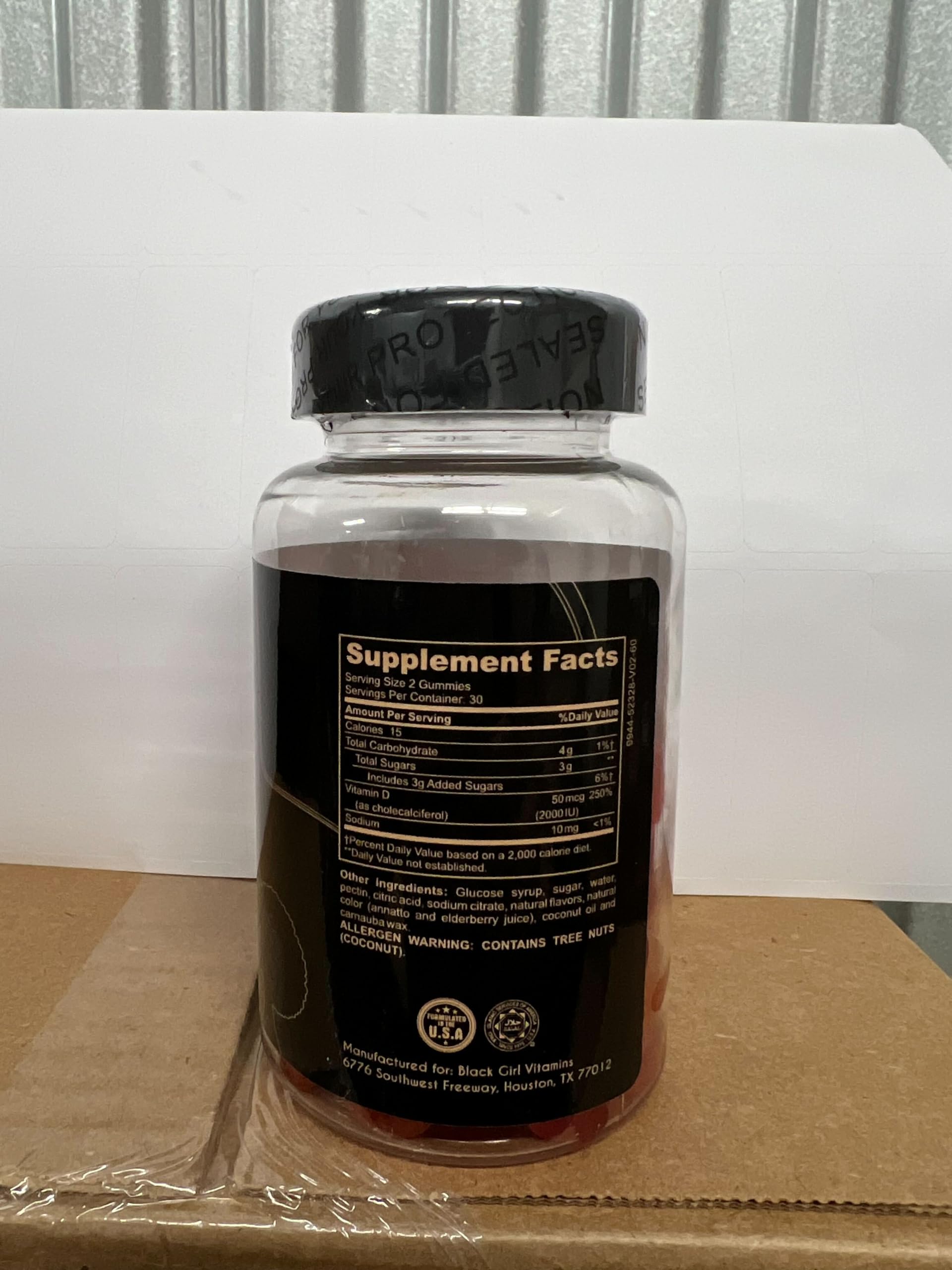 Black Girl Vitamins Gomitas de Vitamina D3, libre de gluten para diversas dietas