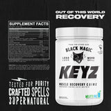 Etiqueta de calidad de Black Magic Keyz, producido en instalación FDA en EE. UU.