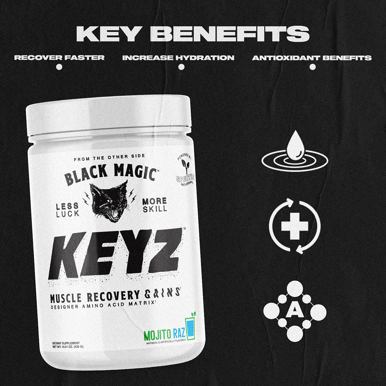 Sabor Piña Colada de Black Magic Keyz para una experiencia tropical sin azúcar.