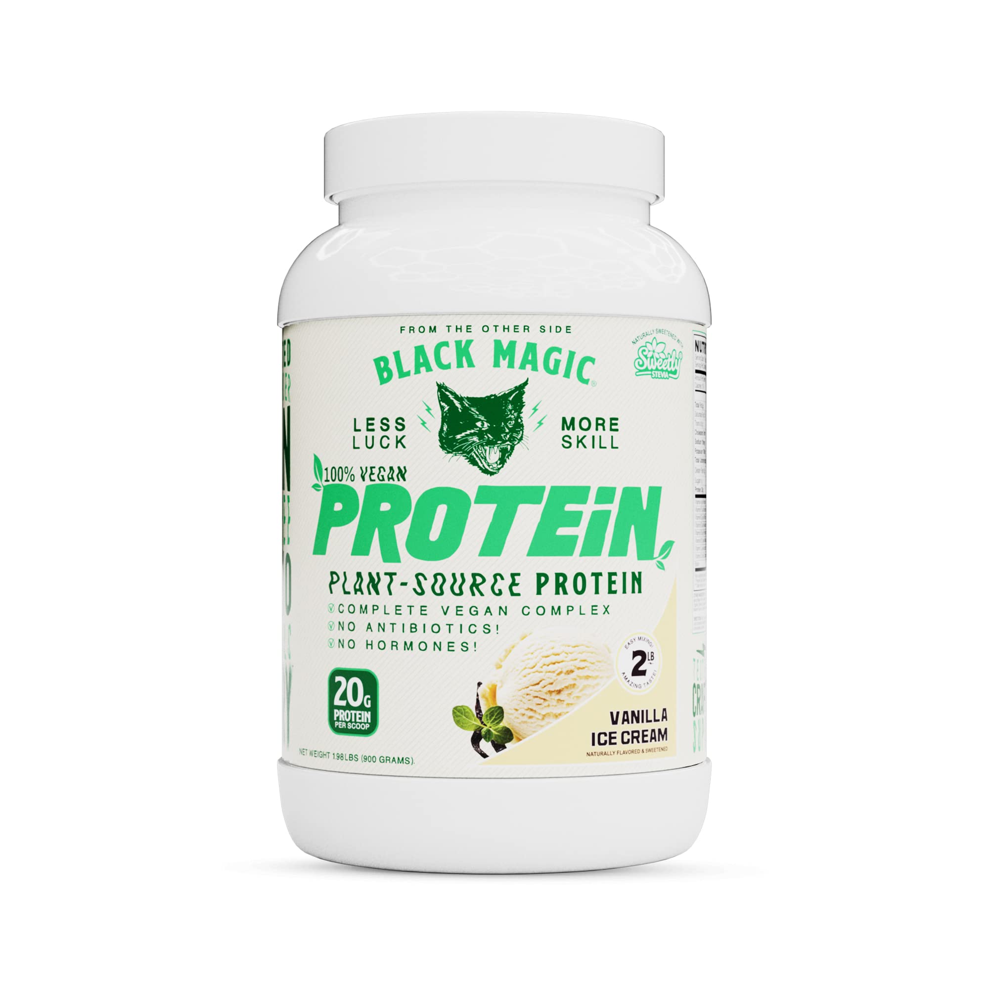 Black Magic Proteína vegetal, envase, ideal para complemento de entrenamientos diarios.