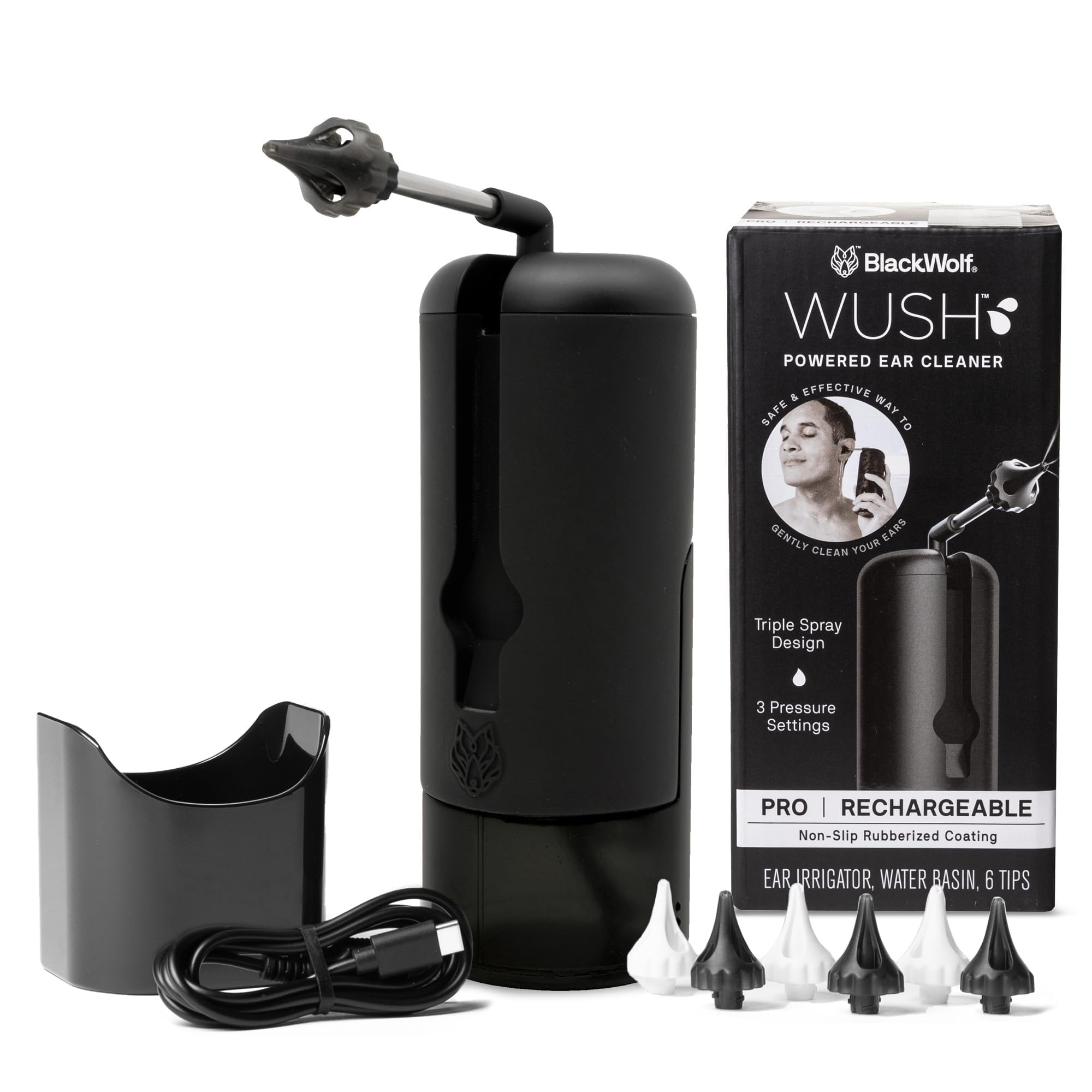 Black Wolf Wush Pro, limpiador de oídos, limpieza suave diaria